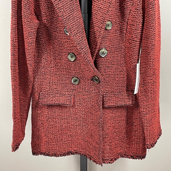 NEW Chicos Blazer Jacket Womens Small black red knit cardigan sweater coatigan - Picture 3 of 10
